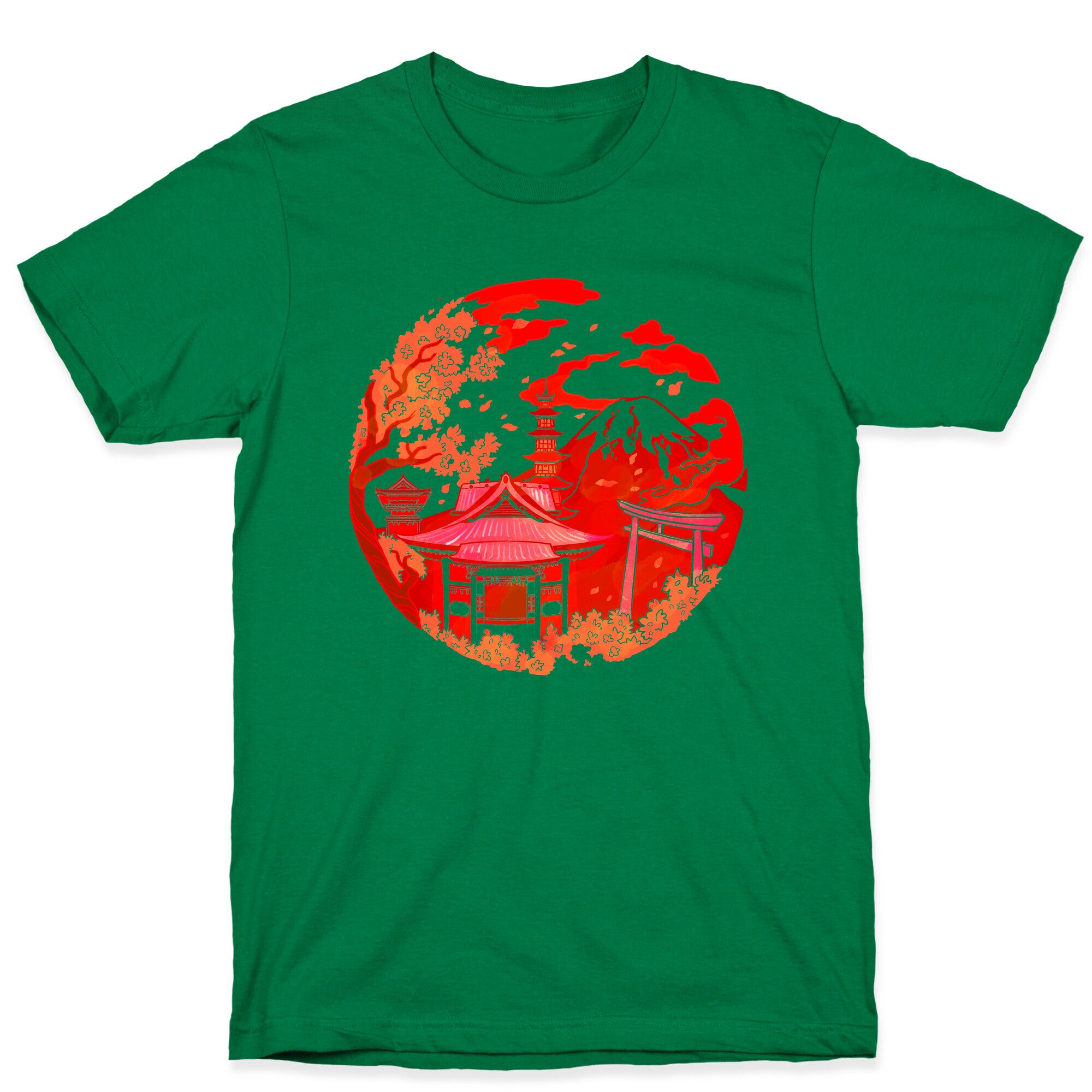 Japan's Mount Fuji and Shinto Shrines Inside the Rising Sun T-Shirt